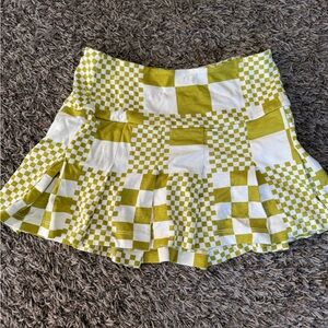 Checkered Green and White Women's Skirt